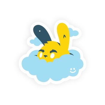 Peaking Cloud Bunny Sticker